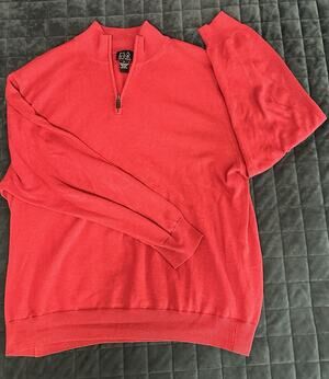Jos. A. Bank Signature Collection Quarter Zip Sweater Mens XL Pima Cotton Red
